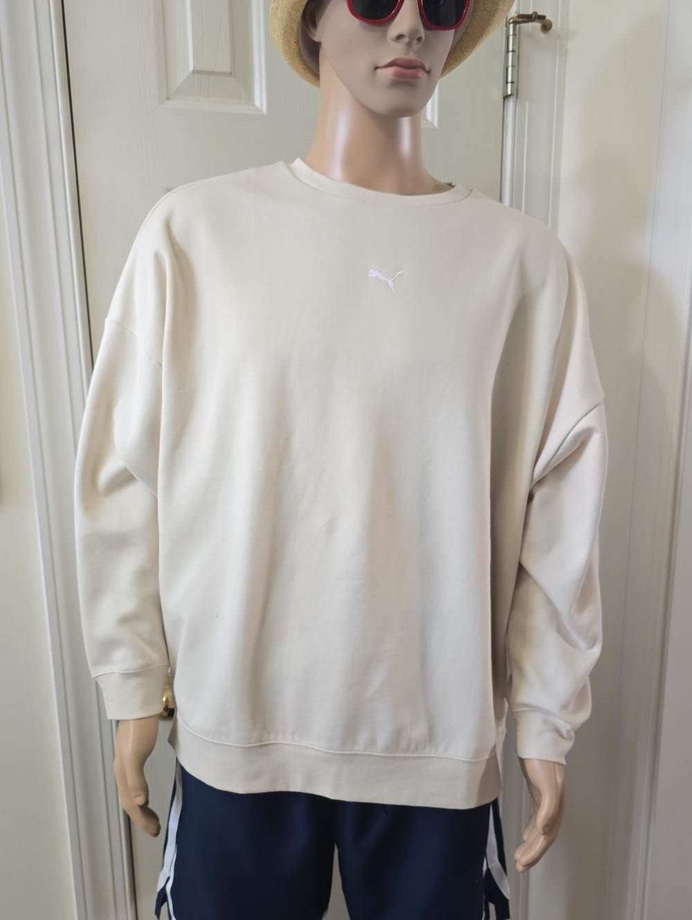 PUMA SIGNATURE BRAND MEN'S BIG & TALL OFF-WHITE PULLOVER ATHLETIC SWEATSHIRT XXL